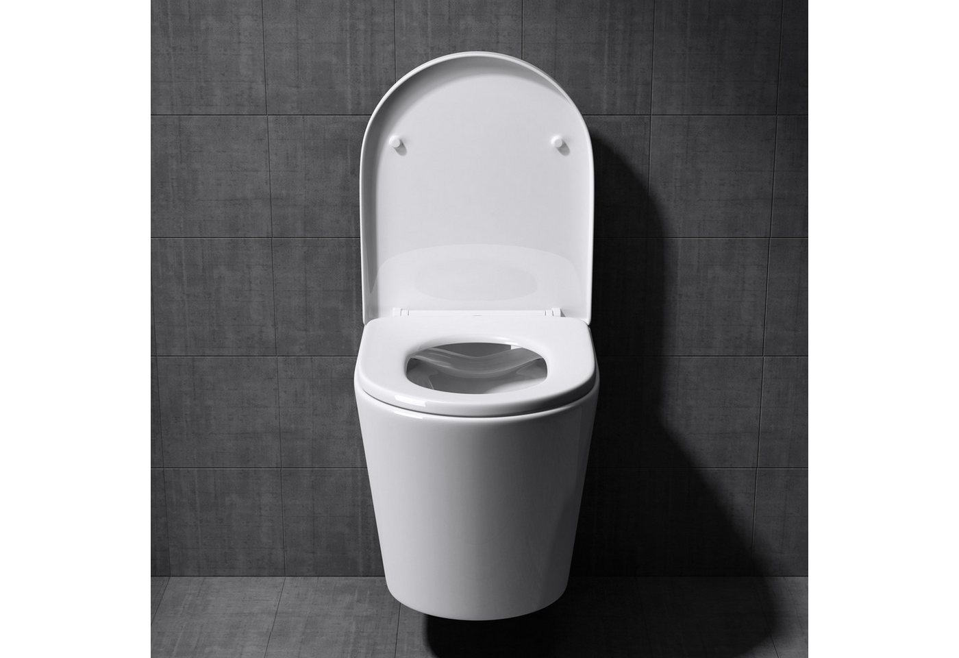 Mai & Mai Tiefspül-WC Hänge-WC Wand WC aus Keramik spülrandloses - Softclose Sitz, Wandhängend, Toilette wandhängend inklusive WC-Sitz Bild 2