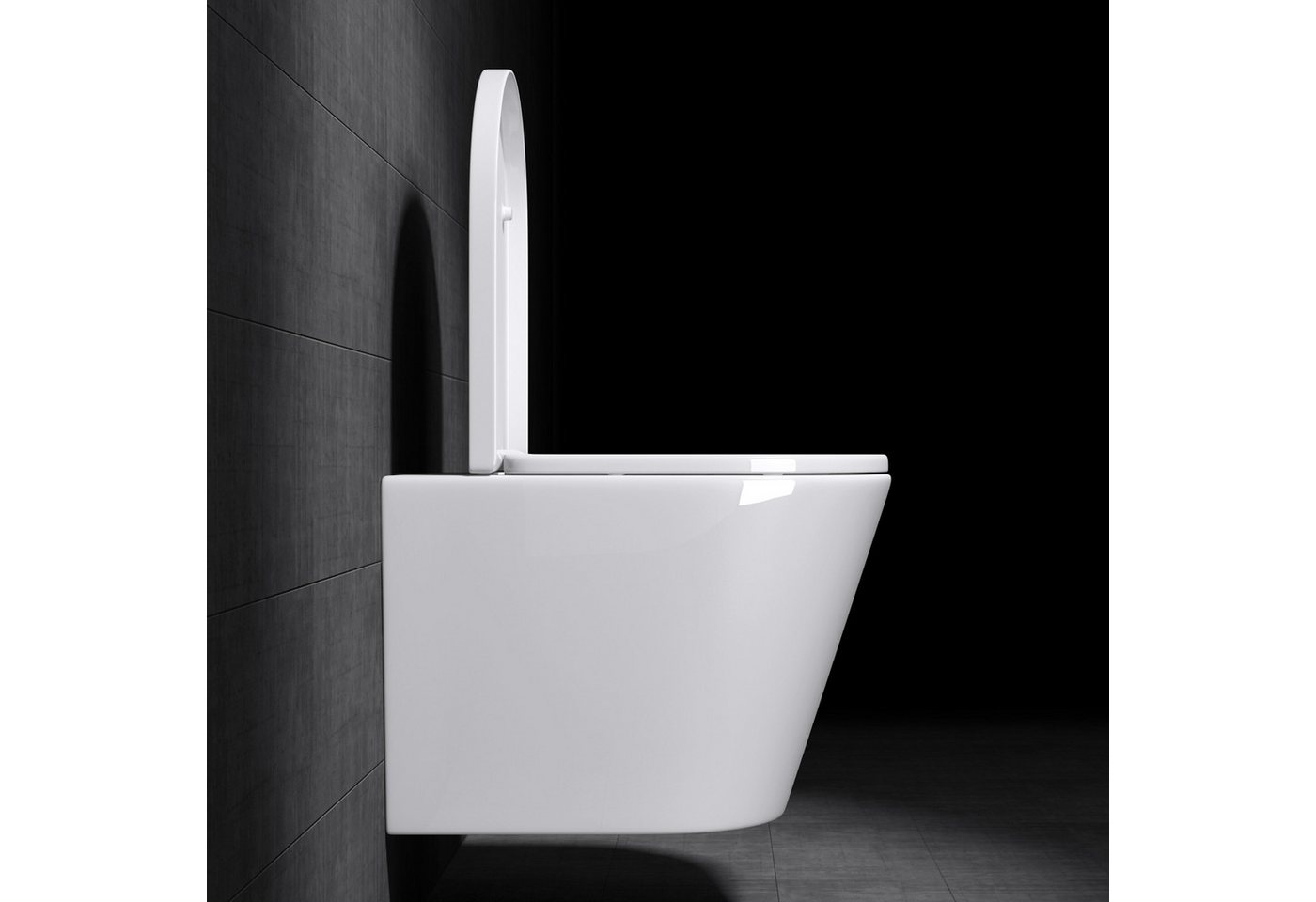 Mai & Mai Tiefspül-WC Hänge-WC Wand WC aus Keramik spülrandloses - Softclose Sitz, Wandhängend, Toilette wandhängend inklusive WC-Sitz Bild 4