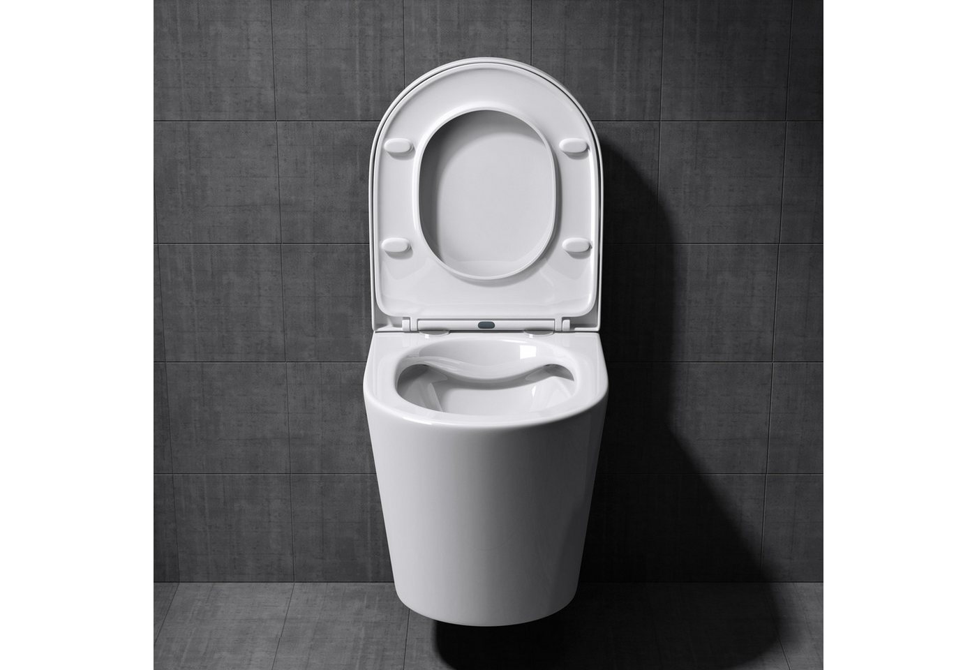 Mai & Mai Tiefspül-WC Hänge-WC Wand WC aus Keramik spülrandloses - Softclose Sitz, Wandhängend, Toilette wandhängend inklusive WC-Sitz Bild 5