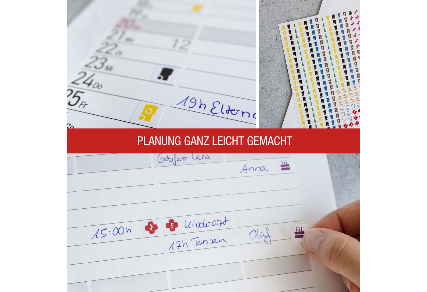 TOBJA Wandkalender Sticker Aufkleber Set für Kalender Mülltonne, 560 Kalendersticker Optimal für Müllkalender, Familienkalender, Planer