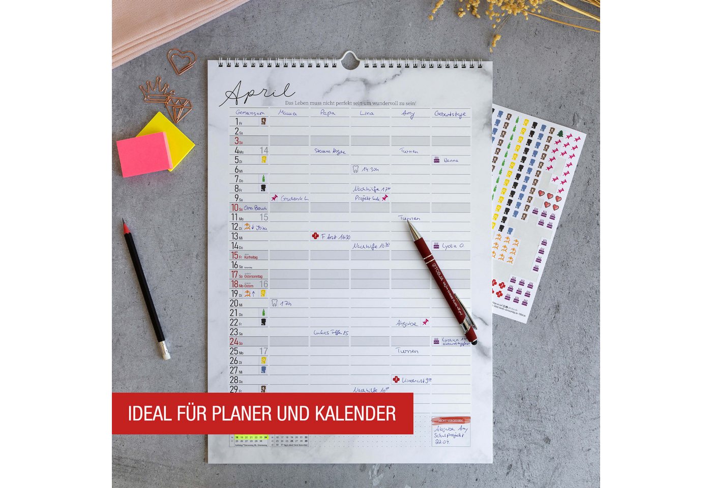 TOBJA Wandkalender Sticker Aufkleber Set für Kalender Mülltonne, 560 Kalendersticker Optimal für Müllkalender, Familienkalender, Planer Bild 2