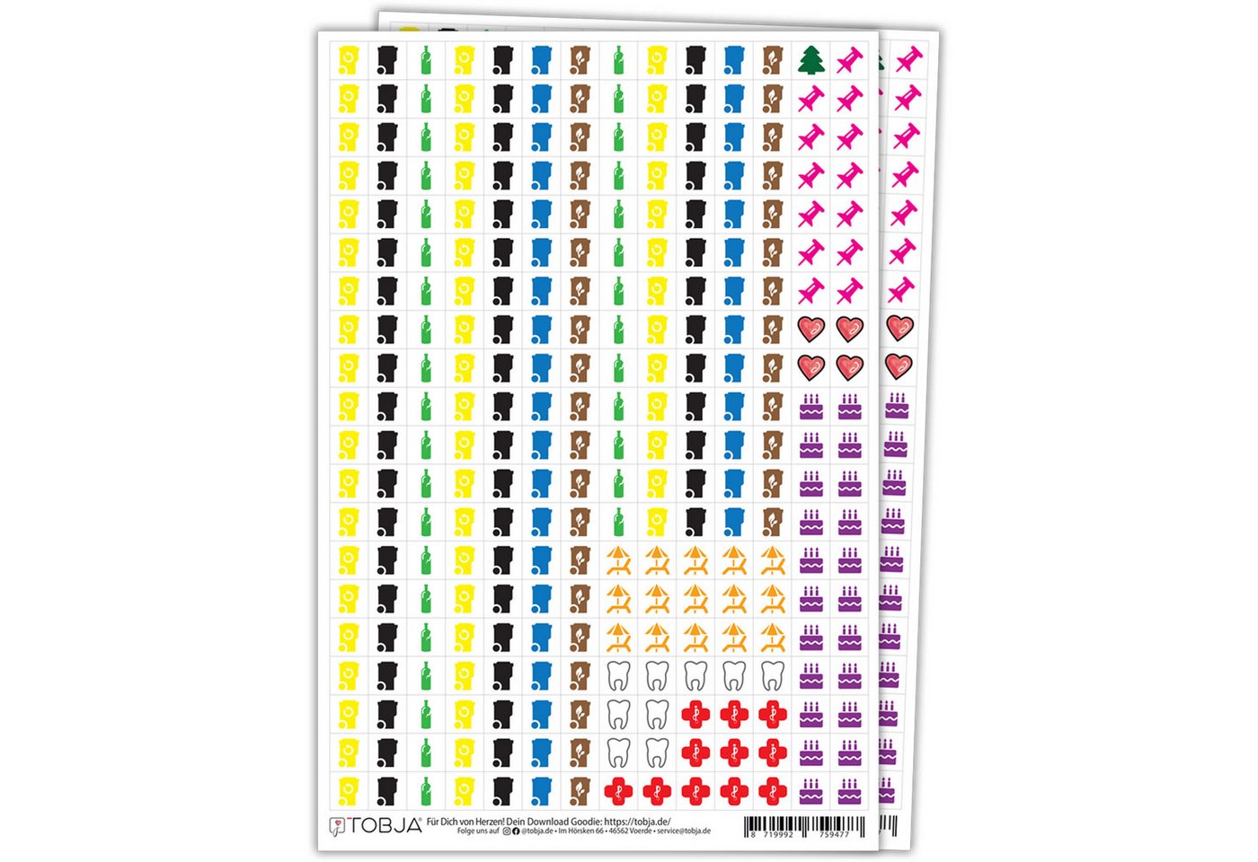TOBJA Wandkalender Sticker Aufkleber Set für Kalender Mülltonne, 560 Kalendersticker Optimal für Müllkalender, Familienkalender, Planer Bild 3
