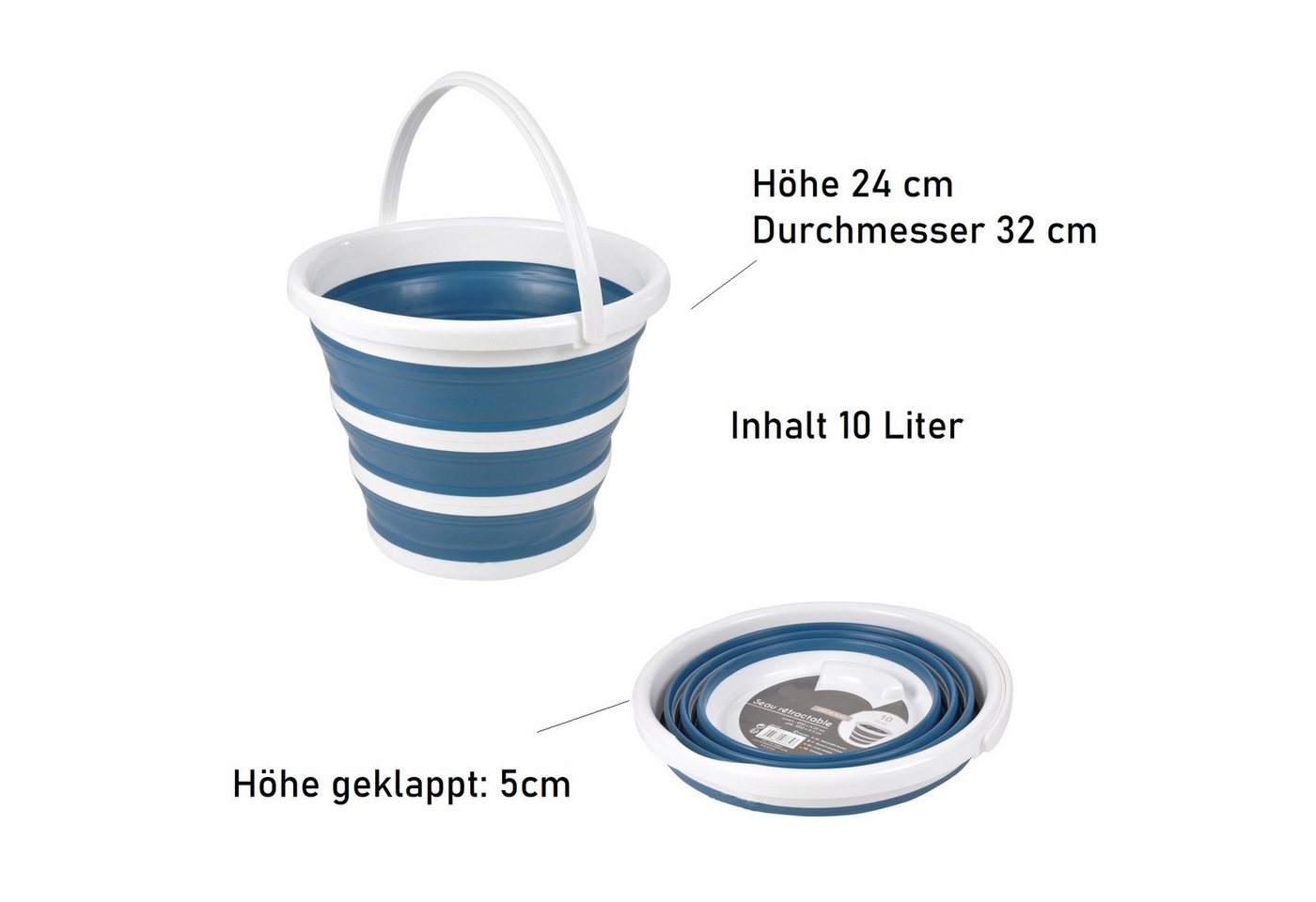 Sanixa Falteimer Falteimer 10 L Haushaltseimer Wassereimer Eimer, (faltbar, Reinigungseimer Reinigungszubehör), Putzeimer Universaleimer verstärkter Boden Bild 2