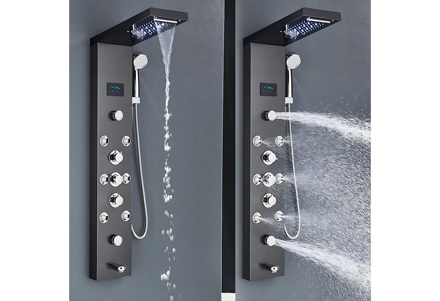 LuxaSteel Duscharmatur Regendusche, Duscharmatur Regendusche, Massage Regendusche, Spa Dusche (Komplettset, Komplettset) Massage Regendusche mit Wasserfallfunktion & Temperaturanzeige Bild 3