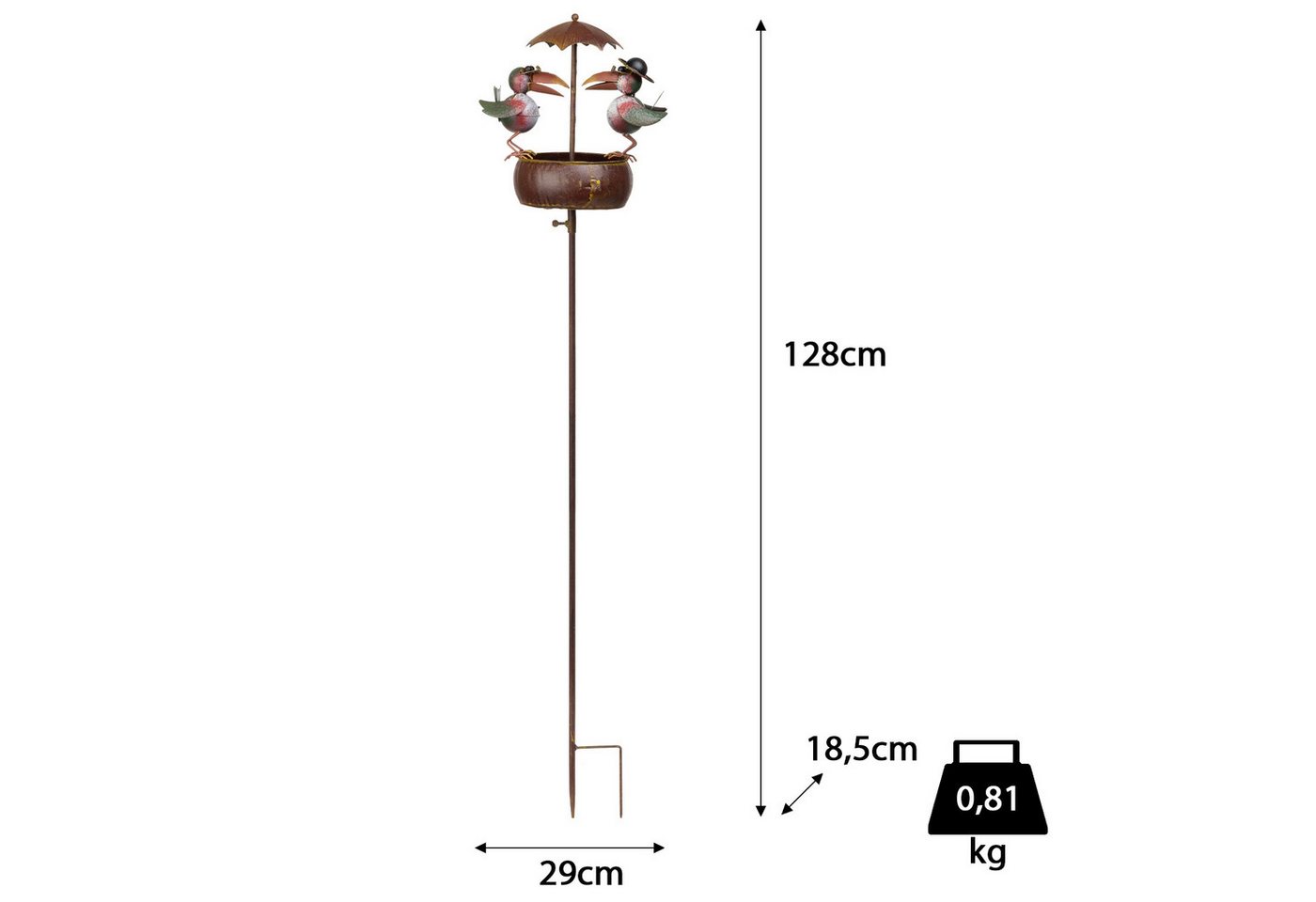 Moritz Gartenstecker Gartenstecker Vogel mit Schirm aus Metall 128 cm Bild 2