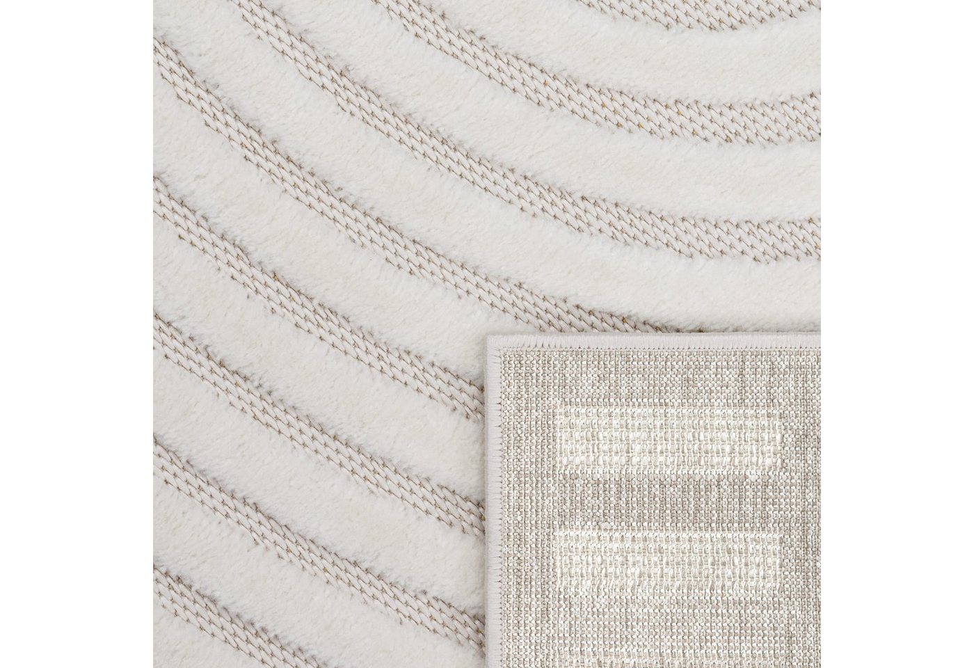 KADIMA DESIGN Teppich Struktur Wohnzimmer schmutzabweisend Teppich Kurzflor, Rechteckig, Höhe: 14 mm, Florhöhe: 10 mm, 100% Polypropylen, Läufer, 60x100cm, Creme Bild 2