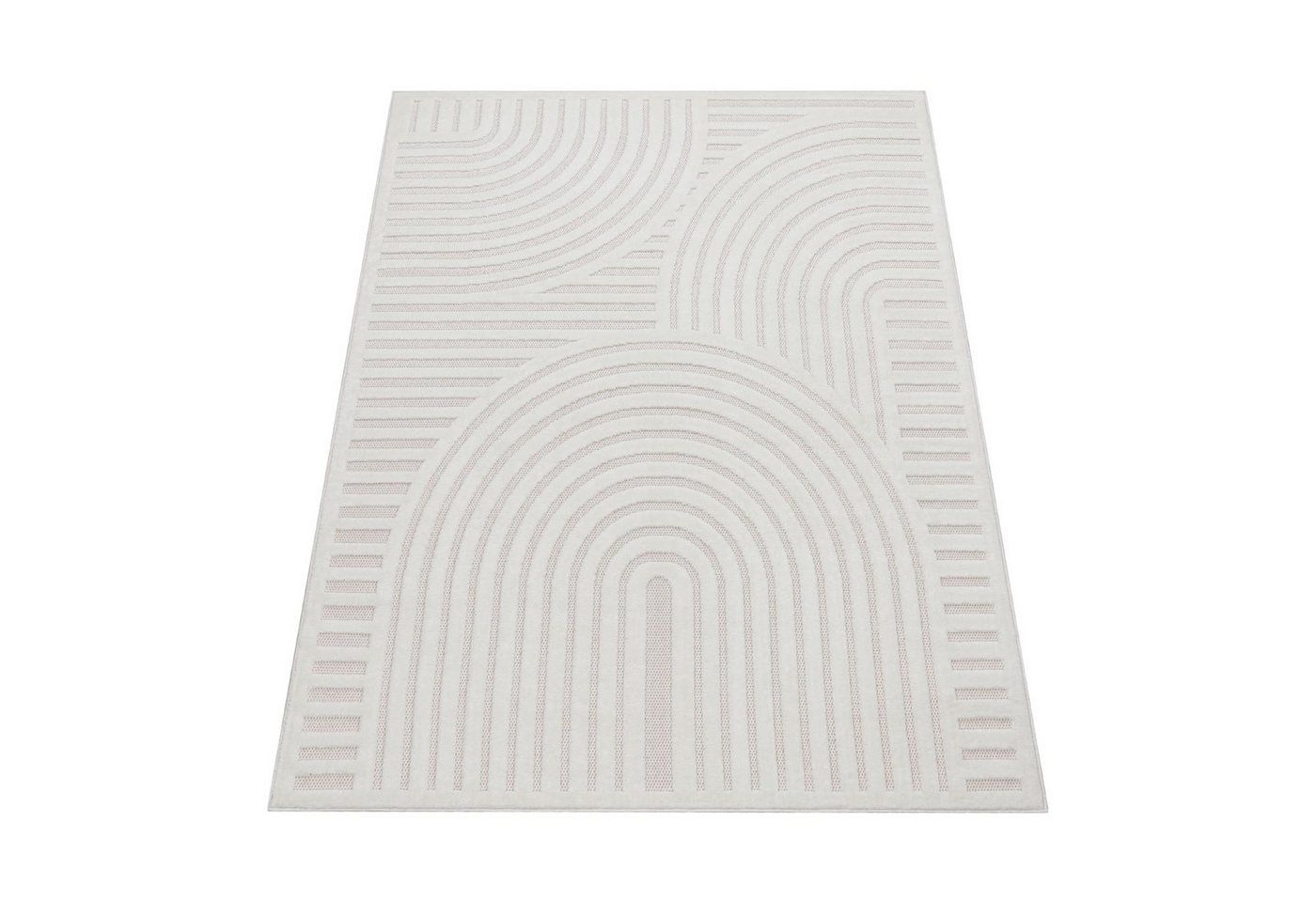 KADIMA DESIGN Teppich Struktur Wohnzimmer schmutzabweisend Teppich Kurzflor, Rechteckig, Höhe: 14 mm, Florhöhe: 10 mm, 100% Polypropylen, Läufer, 60x100cm, Creme Bild 3