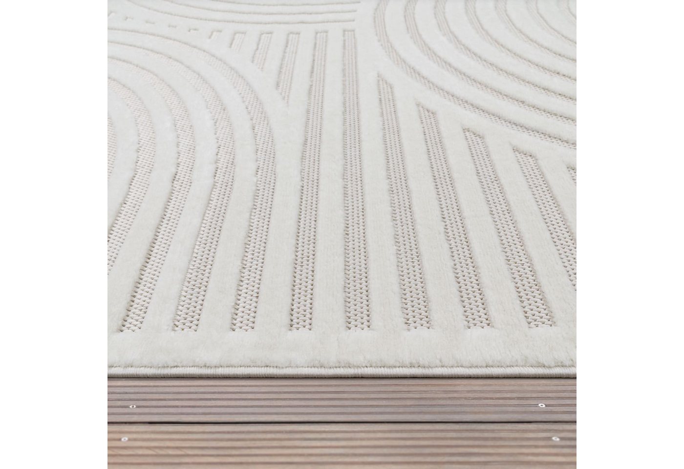 KADIMA DESIGN Teppich Struktur Wohnzimmer schmutzabweisend Teppich Kurzflor, Rechteckig, Höhe: 14 mm, Florhöhe: 10 mm, 100% Polypropylen, Läufer, 60x100cm, Creme Bild 4