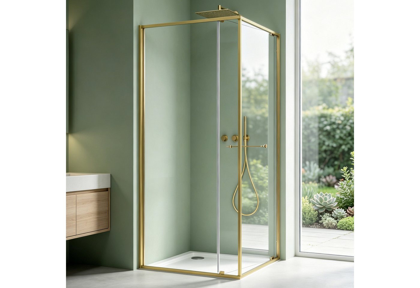 Mai & Mai Eckdusche Duschkabine Eckeinstieg mit Schiebetür nach innen 6 mm ESG Glas Rav69K, BxT: 75x75 cm, ESG-Sicherheitsglas, zuverlässige Rundum-Abdichtung,optional mit Duschtasse erhältlich Bild 4