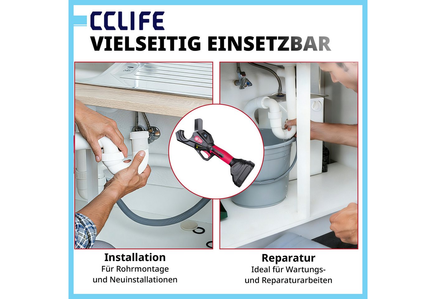 CCLIFE Elektrowerkzeug-Set CCLIFE Akku Rohrschneider 50mm buerstenlos fuer PVC ohne Akku Bild 2
