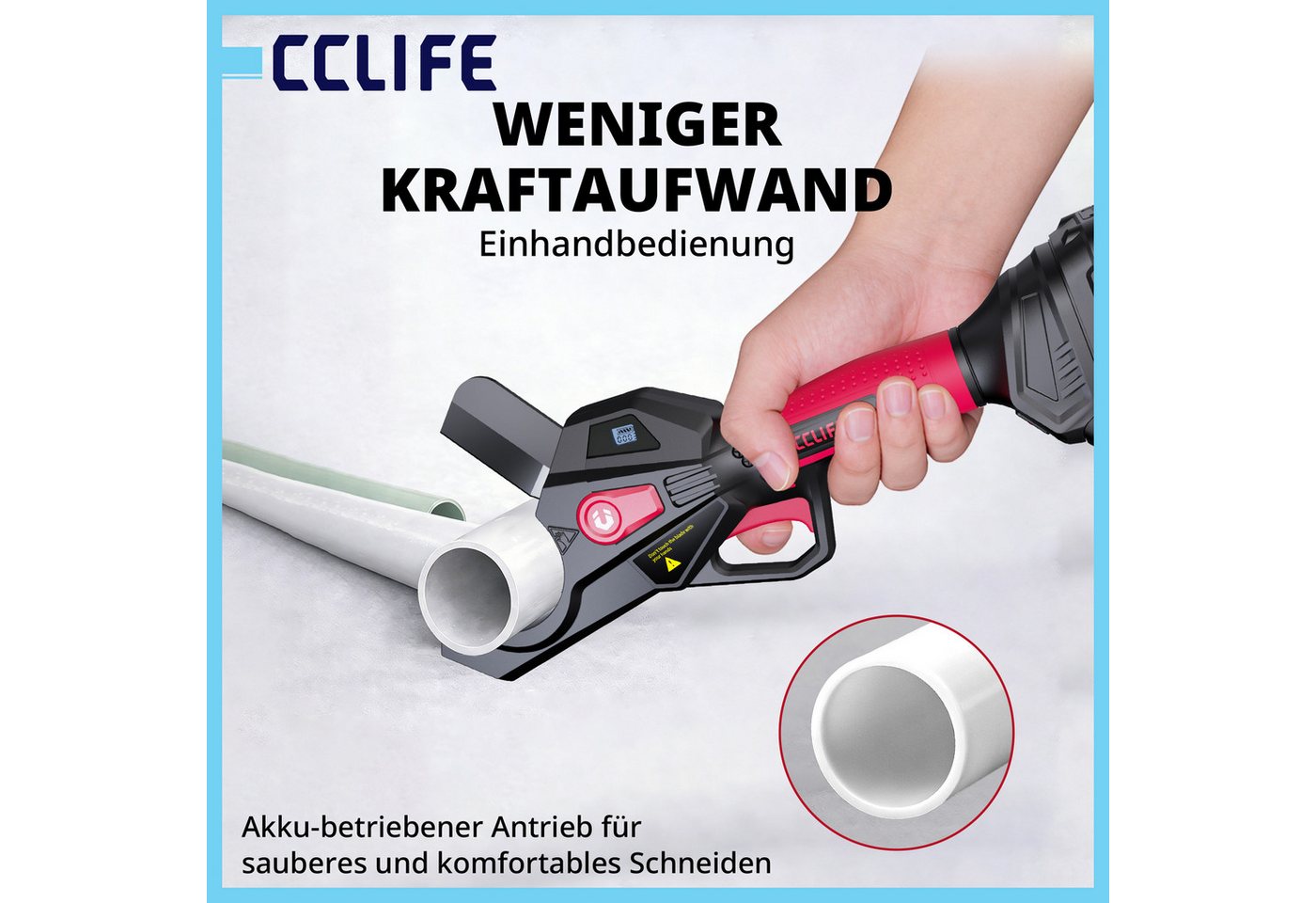 CCLIFE Elektrowerkzeug-Set CCLIFE Akku Rohrschneider 50mm buerstenlos fuer PVC ohne Akku Bild 3