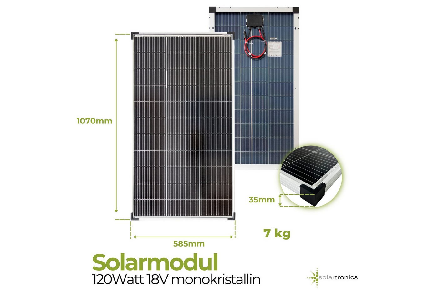 solartronics Solarmodul Set: 3x 120W Solarpanel, FS 1500W Inverter, 30A Laderegler, Zubehör, 120 W, Monokristallin Bild 2