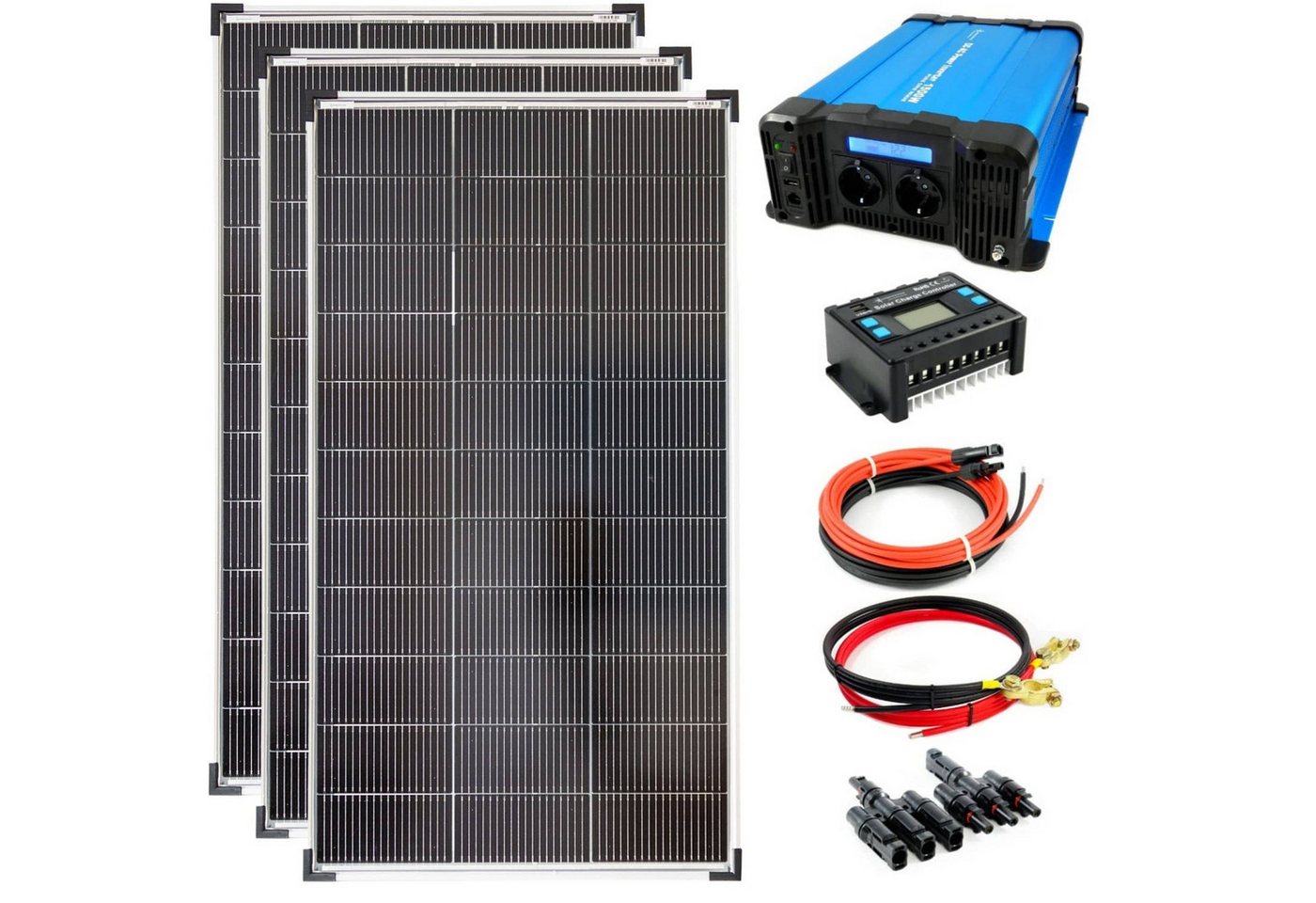 solartronics Solarmodul Set: 3x 120W Solarpanel, FS 1500W Inverter, 30A Laderegler, Zubehör, 120 W, Monokristallin Bild 4