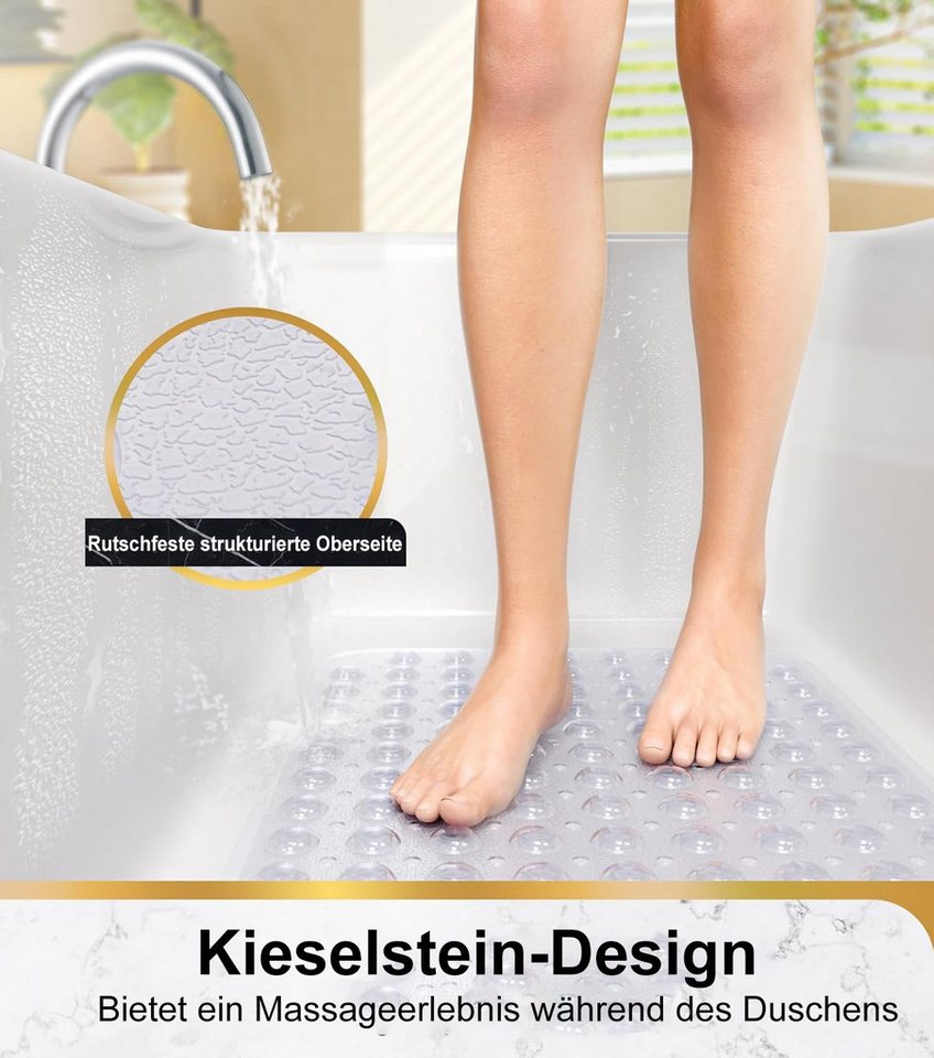 Futicare Wanneneinlage Badewannenmatte rutschfest B: 40 cm, L: 100 cm, Fußmassagematte, Rutschfest mit 200 Saugnäpfen, Waschmaschinenfest, Dusch- & Badematte Bild 2