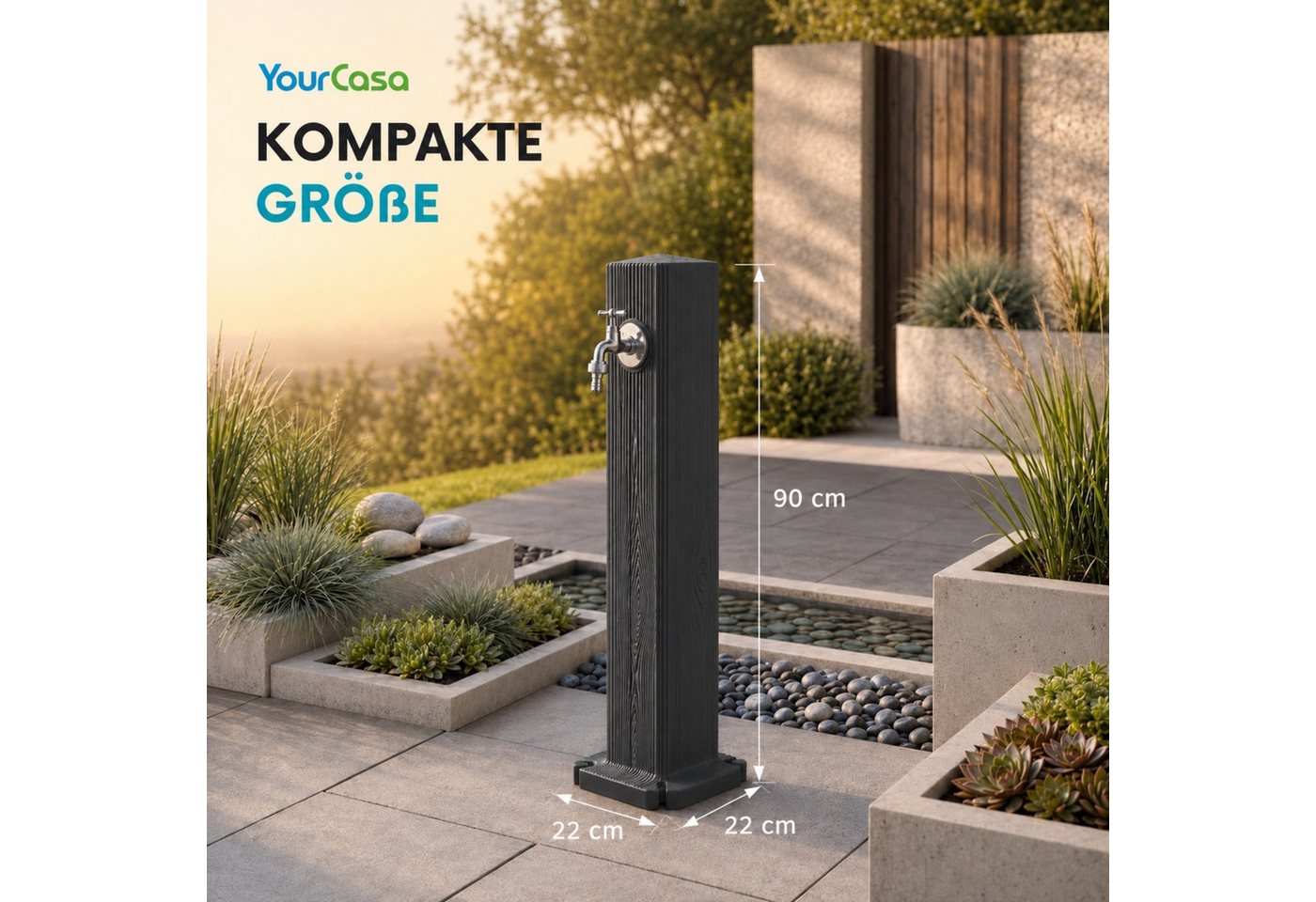 YourCasa Gartenbrunnen Timberline Wassersaüle Garten 90cm Holzoptik, Made in Europe Bild 4