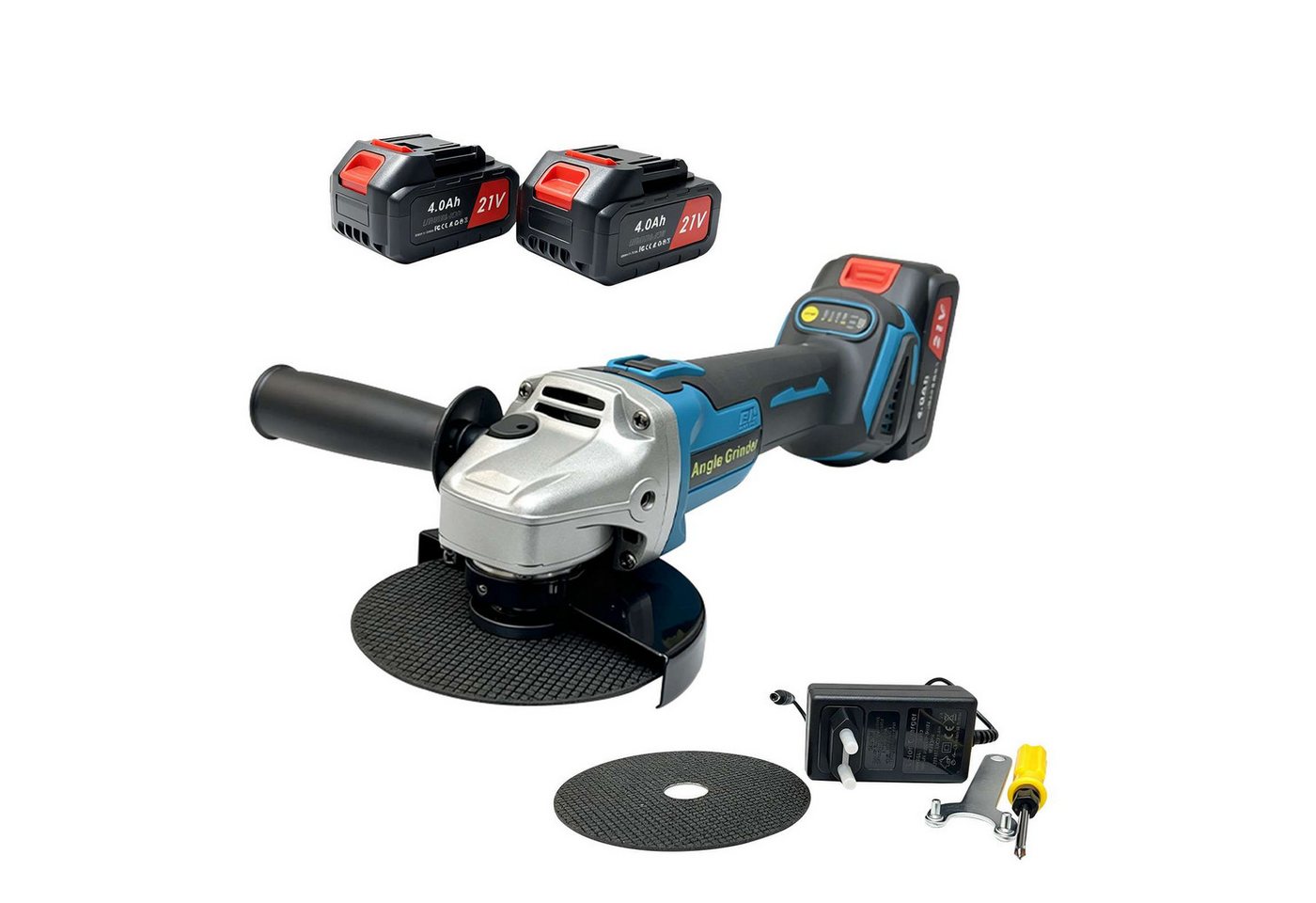 BBWL Akku-Winkelschleifer 21V, 1000W, 125mm, 7000 U/min, kabelloser Winkelschleifer, mit 2 Akkus, für Metall & Stein Bild 4