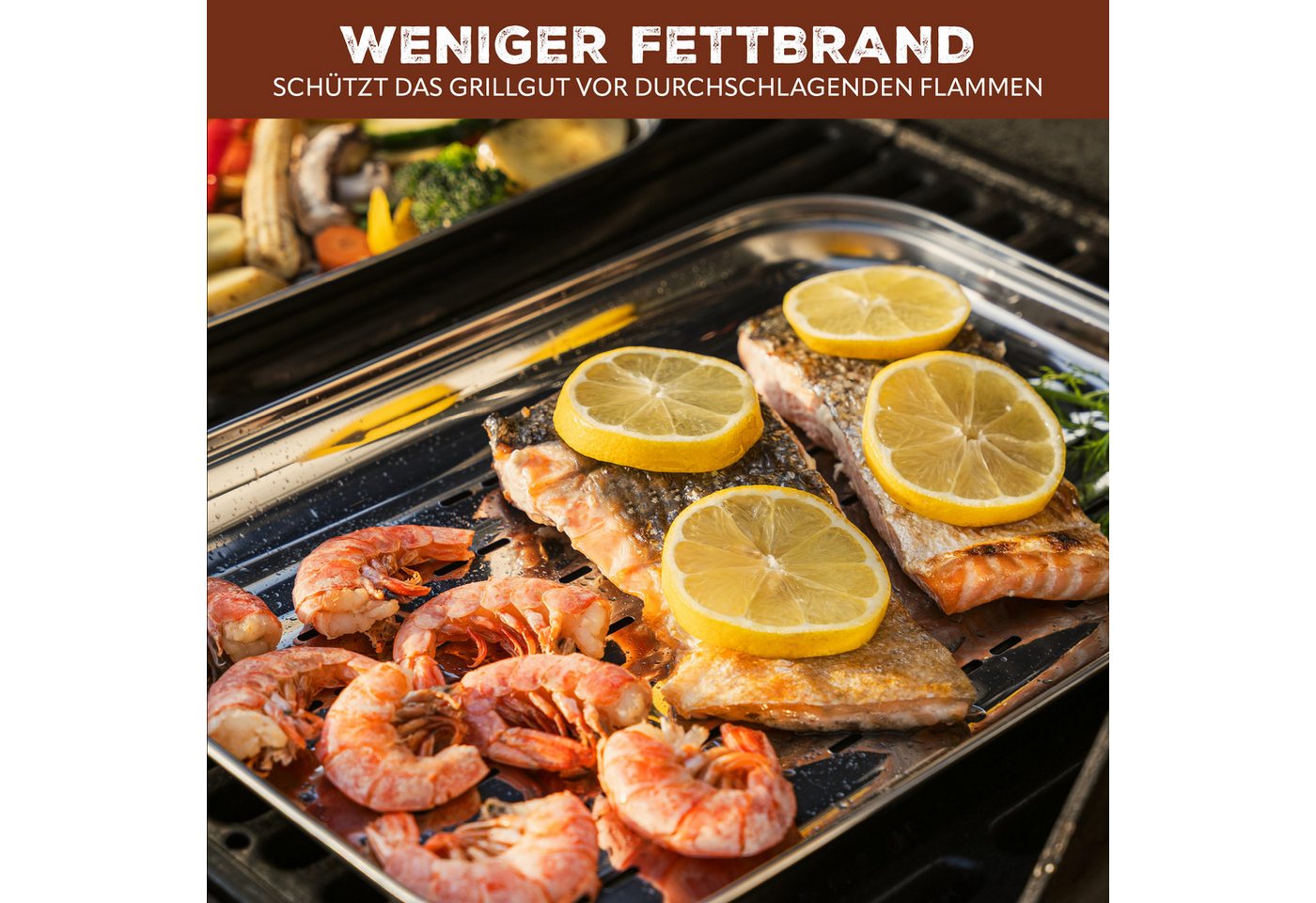 bremermann Grillplatte Grillschale 4er-Set, Grillpfanne Edelstahl, ca. 35 x 24,5 cm (4-St), perforierte Oberfläche Bild 4