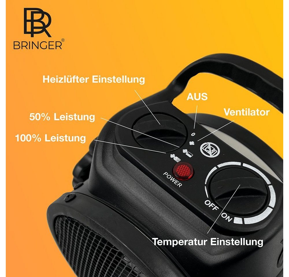 Bringer Keramikheizlüfter BRHL, 2000 W, 3 Stufen, schnelle Wärme, effizient - Elektroheizung Bild 2