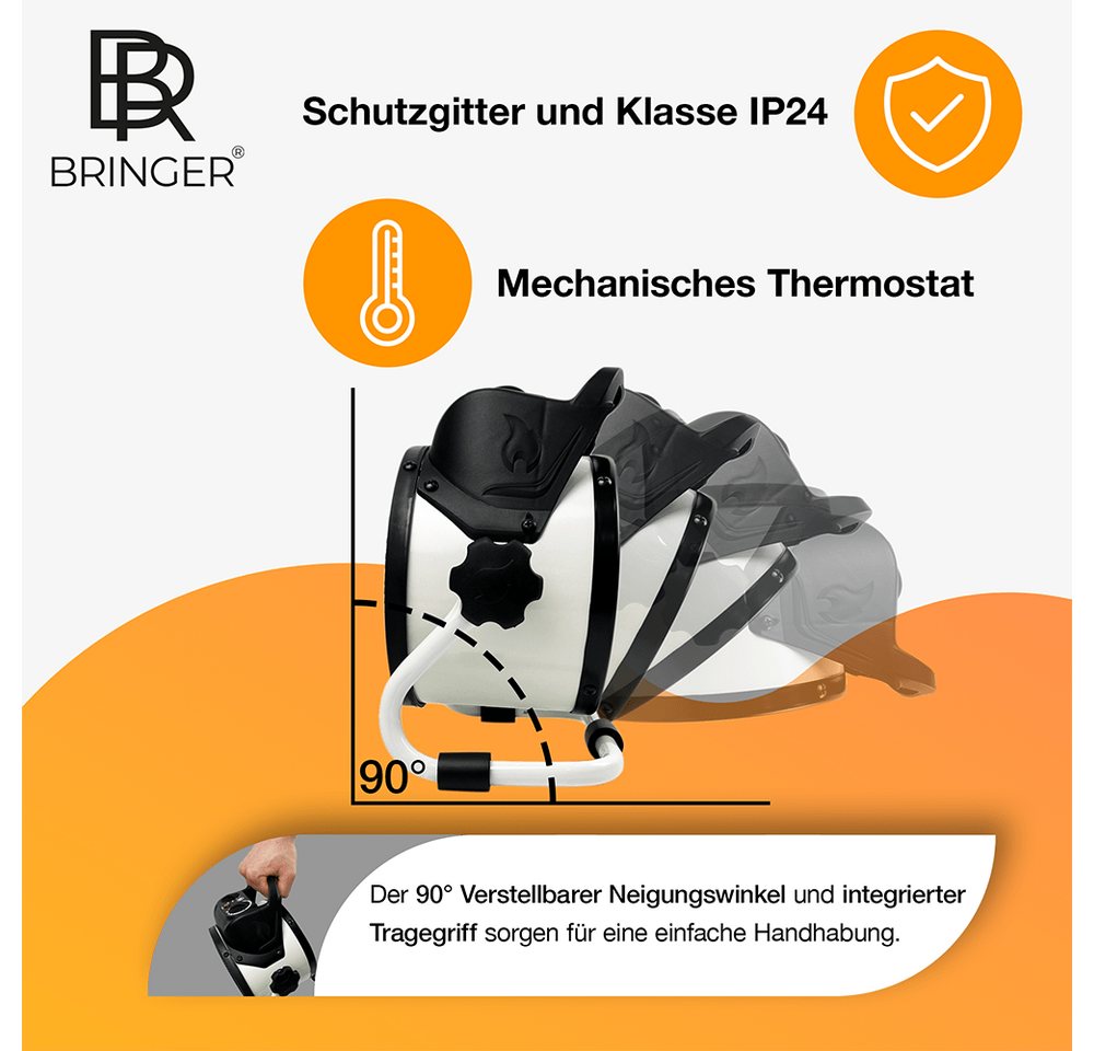 Bringer Keramikheizlüfter BRHL, 2000 W, 3 Stufen, schnelle Wärme, effizient - Elektroheizung Bild 4