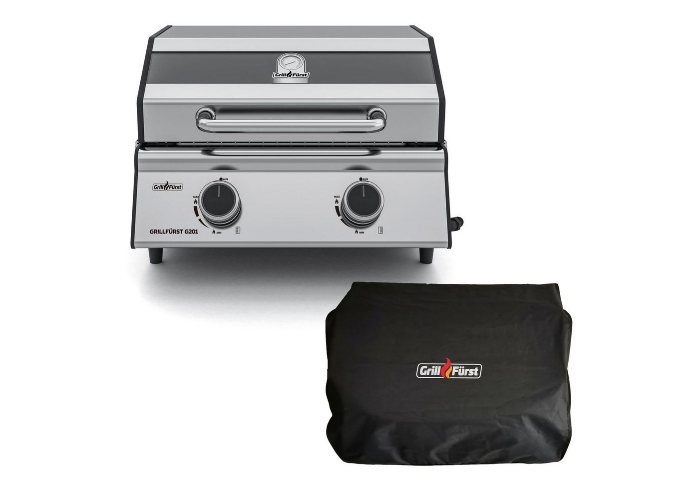 Grillfürst Camping-Gasgrill Grillfürst G201E 2-Brenner Gasgrill portabel v2 - Campinggrill / Balkongrill 50mbar - inkl. Abdeckhaube Bild 3