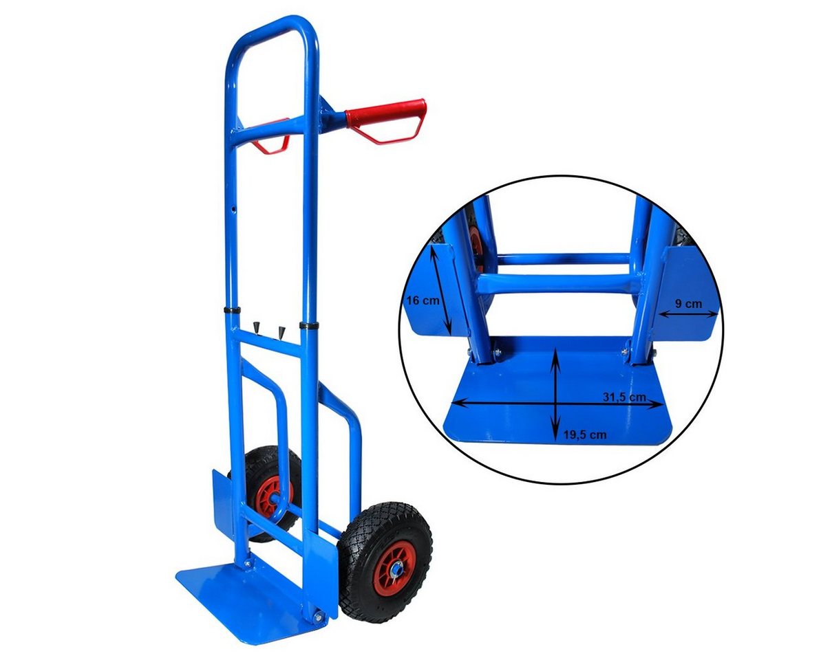 HELO24 Sackkarre Transportkarre höhenverstellbar klappbar Stapelkarre Karre blau 200kg, 200 kg Tragkraft, höhenverstellbar, klappbar, stabile Transportkarre