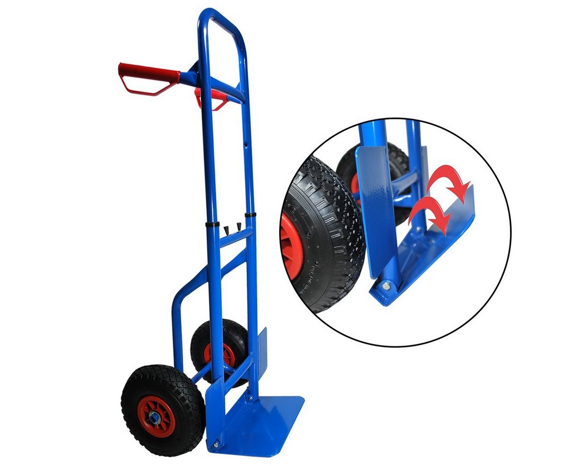 HELO24 Sackkarre Transportkarre höhenverstellbar klappbar Stapelkarre Karre blau 200kg, 200 kg Tragkraft, höhenverstellbar, klappbar, stabile Transportkarre Bild 3