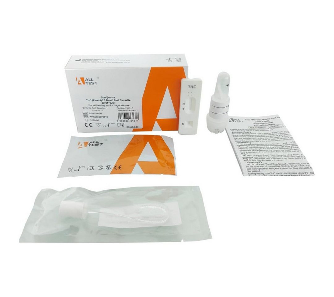 HANGZHOU ALLTEST BIOTECH CO.,LTD Drogen-Schnelltest THC Speichel Schnelltest positiv ab 3,5 ng/ml, 1-tlg., Fahrtauglichkeit testen
