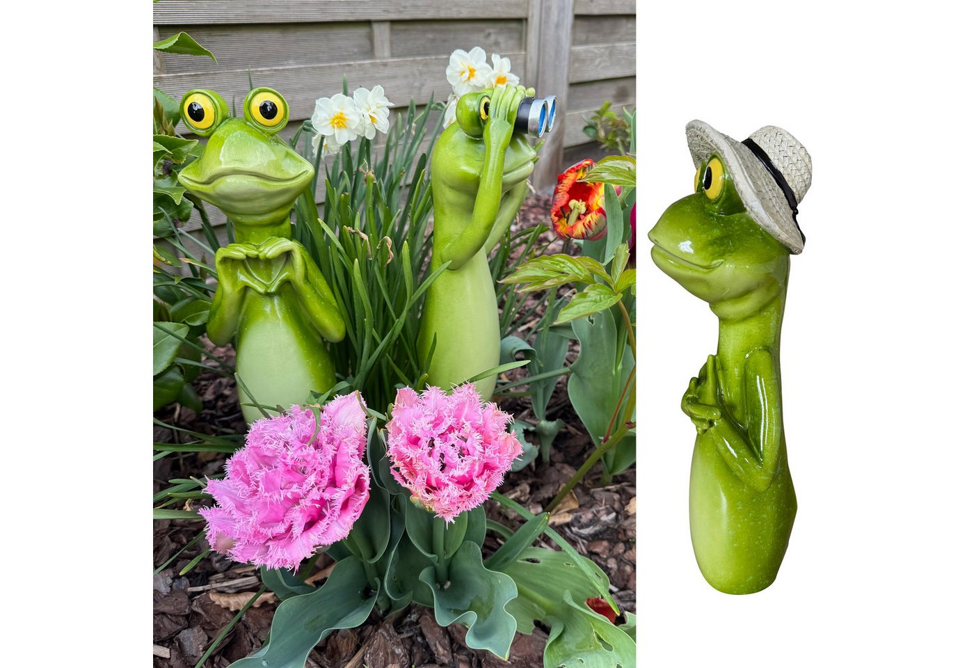 Online-Fuchs Gartenfigur Gartenstecker Froschhals, Kopf - lustige Deko Figuren für Blumenbeet, (Gartenstecker), für den Außenbereich - 30 cm groß Bild 3