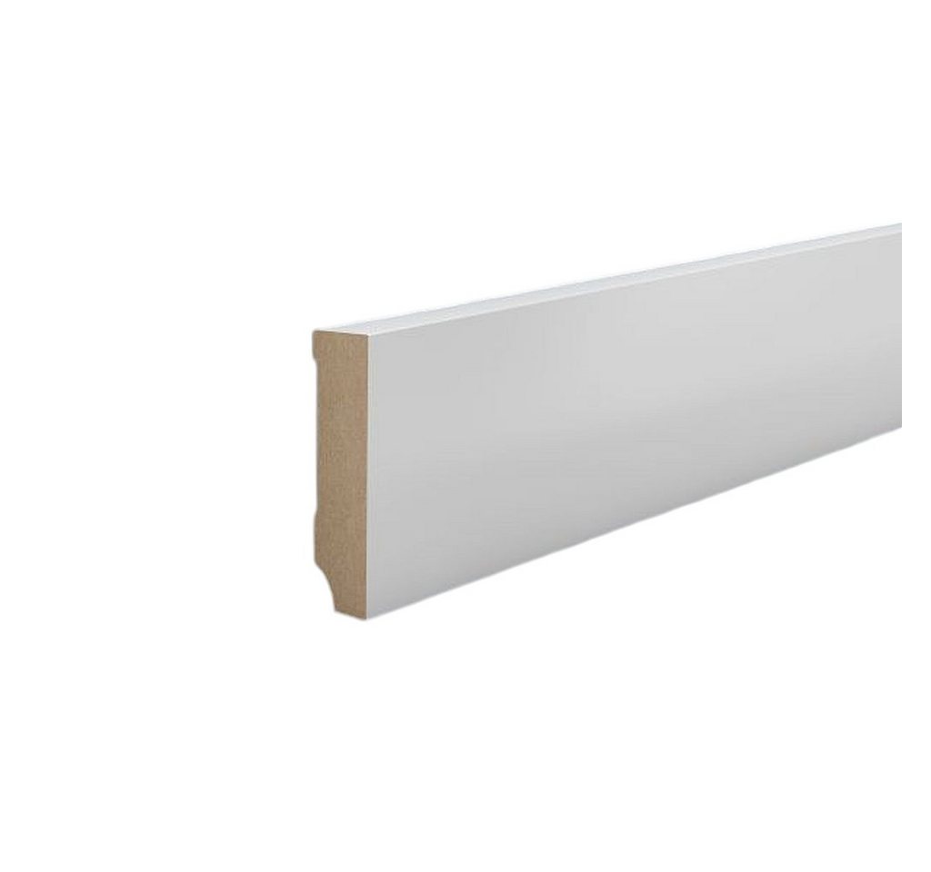 Südbrock Sockelleiste Sockelleiste weiß MDF 16 x 70 mm Foliert RAL 9016 Fußleiste, L: 250 cm, H: 7 cm, 1-St.