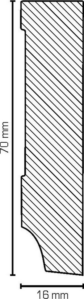 Südbrock Sockelleiste Sockelleiste weiß MDF 16 x 70 mm Foliert RAL 9016 Fußleiste, L: 250 cm, H: 7 cm, 1-St. Bild 2