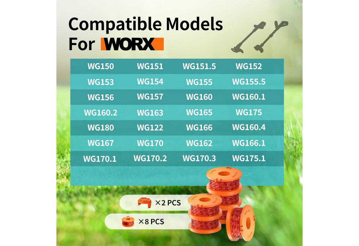 FELIXLEO Führungsschiene 10er Set Spule für Worx 20V Rasentrimmer 1 65mm Fadenspule mit Kappen, (1-St) Bild 4