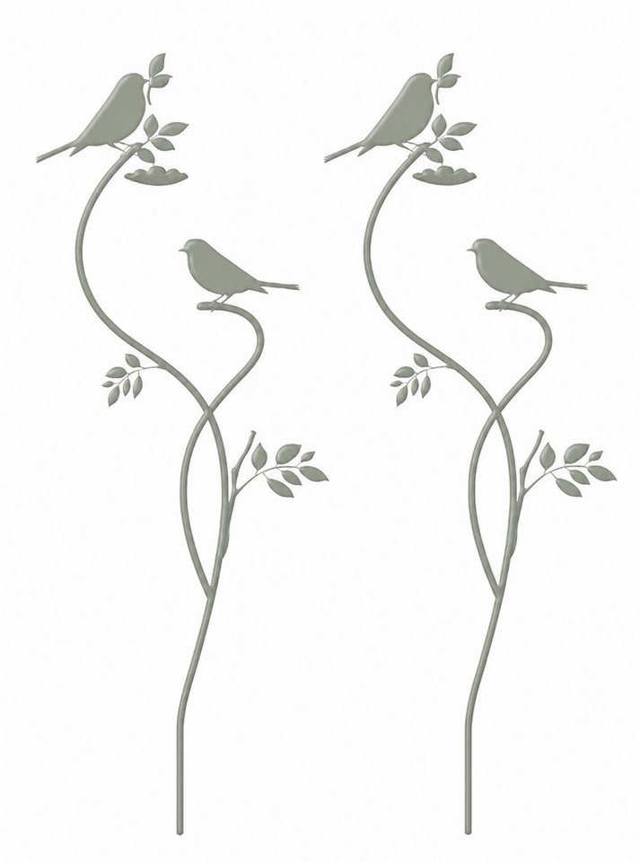 finehomegarden Gartenstecker Vogel/Blatt Stecker 2erSet Metall mint Gartendeko am Stab Dekorativer (2-St., 2er Set) Vogelstecker für Garten, Balkon und Blumentopf B18cm H80 cm Bild 2