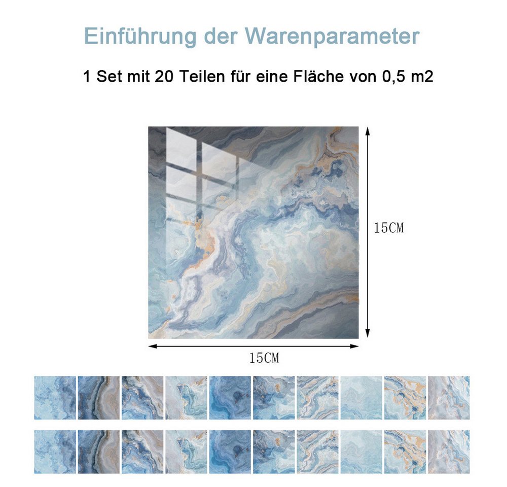 TUWENA Fliesenaufkleber 20 Stücke Mosaik Bodenaufkleber,Wandfliese Aufkleber Bild 4