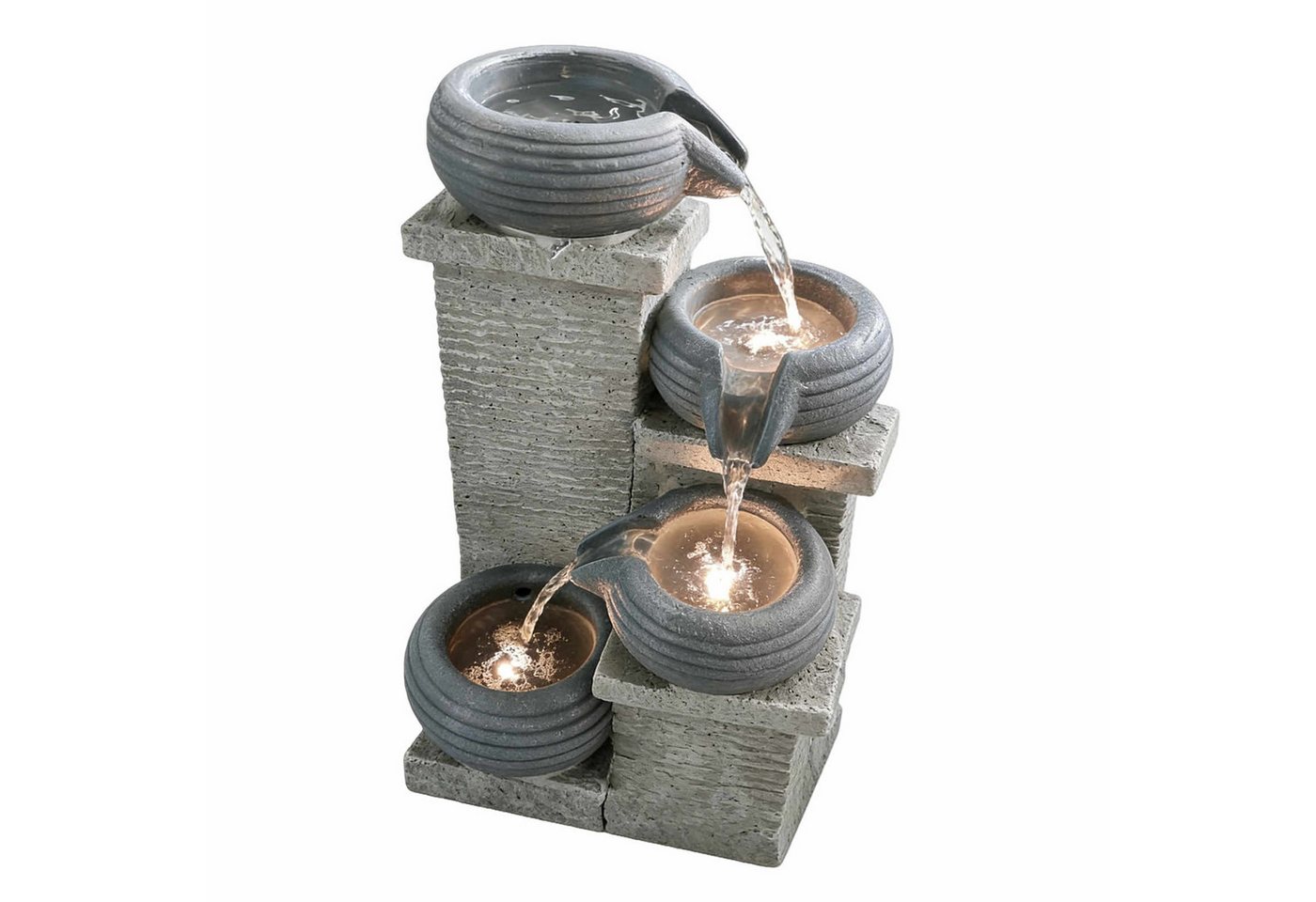 KOMFOTTEU Gartenbrunnen, 4-stufiger Gartenbrunnen mit LED & Wasserfall Bild 3