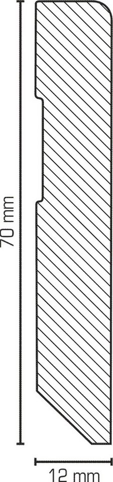 Südbrock Sockelleiste Sockelleiste weiß 12 x 70 MDF foliert RAL 9018 Fussleisten Modern, L: 250 cm, H: 7 cm, 1-St. Bild 2