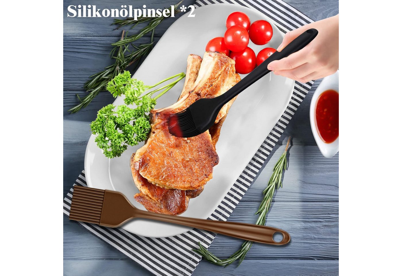 AFKSMILE Grillbesteck-Set 38 Stücke BBQ Grillbesteck Set Edelstahl Grillzubehör mit Grillkoffer, (38 tlg), Grillzange Grillspachtel und Grillmatte für Garten und Camping Bild 2