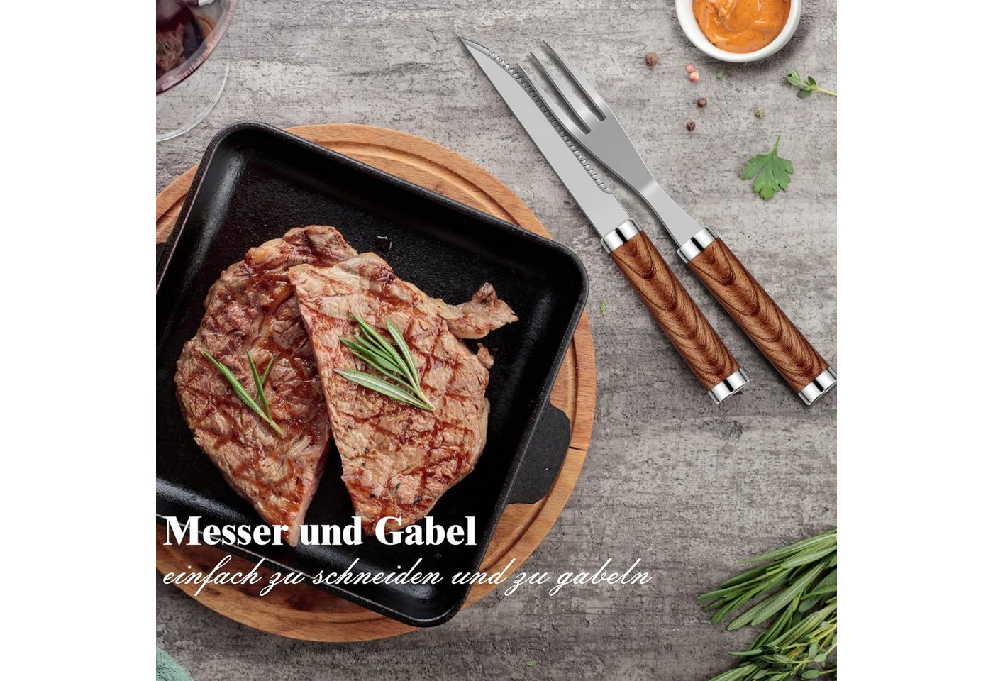 AFKSMILE Grillbesteck-Set 38 Stücke BBQ Grillbesteck Set Edelstahl Grillzubehör mit Grillkoffer, (38 tlg), Grillzange Grillspachtel und Grillmatte für Garten und Camping Bild 3