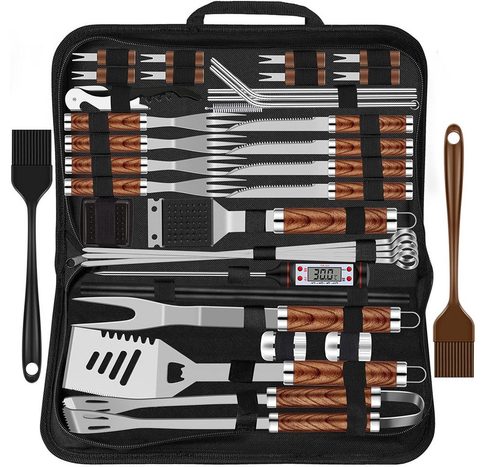 AFKSMILE Grillbesteck-Set 38 Stücke BBQ Grillbesteck Set Edelstahl Grillzubehör mit Grillkoffer, (38 tlg), Grillzange Grillspachtel und Grillmatte für Garten und Camping Bild 4