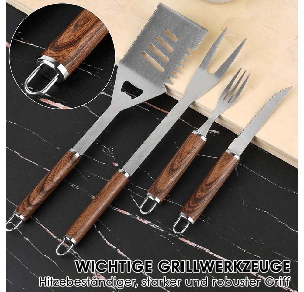 AFKSMILE Grillbesteck-Set 38 Stücke BBQ Grillbesteck Set Edelstahl Grillzubehör mit Grillkoffer, (38 tlg), Grillzange Grillspachtel und Grillmatte für Garten und Camping Bild 5