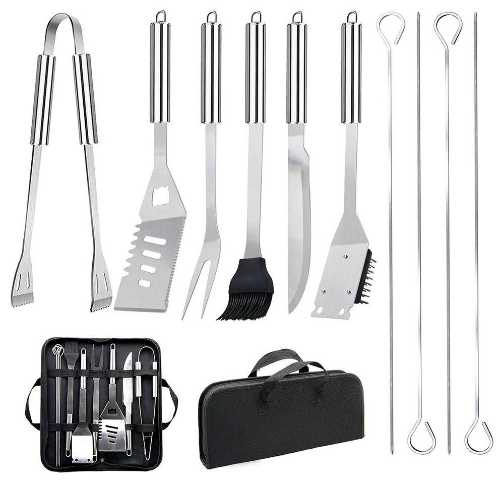 AFKSMILE Grillbesteck-Set 10 Stücke Edelstahl Grillbesteck-Set Grill Bestecksets in Tragetasche, (10 tlg), BBQ Grillwerkzeug Grillset Werkzeuge für Männer und Frauen Camping Bild 3