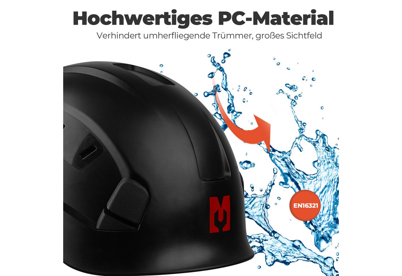 Mustbau Schutzhelm Schutzhelm mit Stirnlampe, 53-63 cm, verstellbar, Industrie EN397 Bild 3