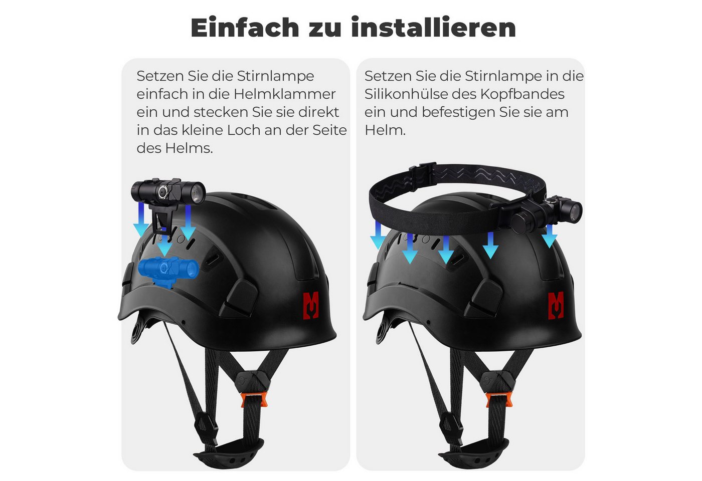 Mustbau Schutzhelm Schutzhelm mit Stirnlampe, 53-63 cm, verstellbar, Industrie EN397 Bild 4