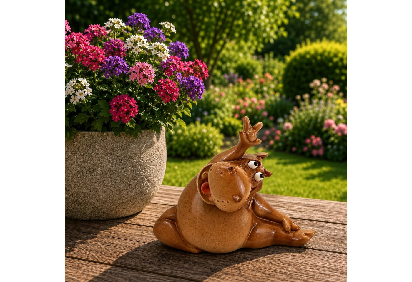 Online-Fuchs Gartenfigur für draußen - sportliches Nilpferd in Yoga Position - Deko Figuren, (wetterfest, liebevolles Design), aus hochwertigem Kunstharz gefertigt - für den Innen- und Außenbereich Bild 2