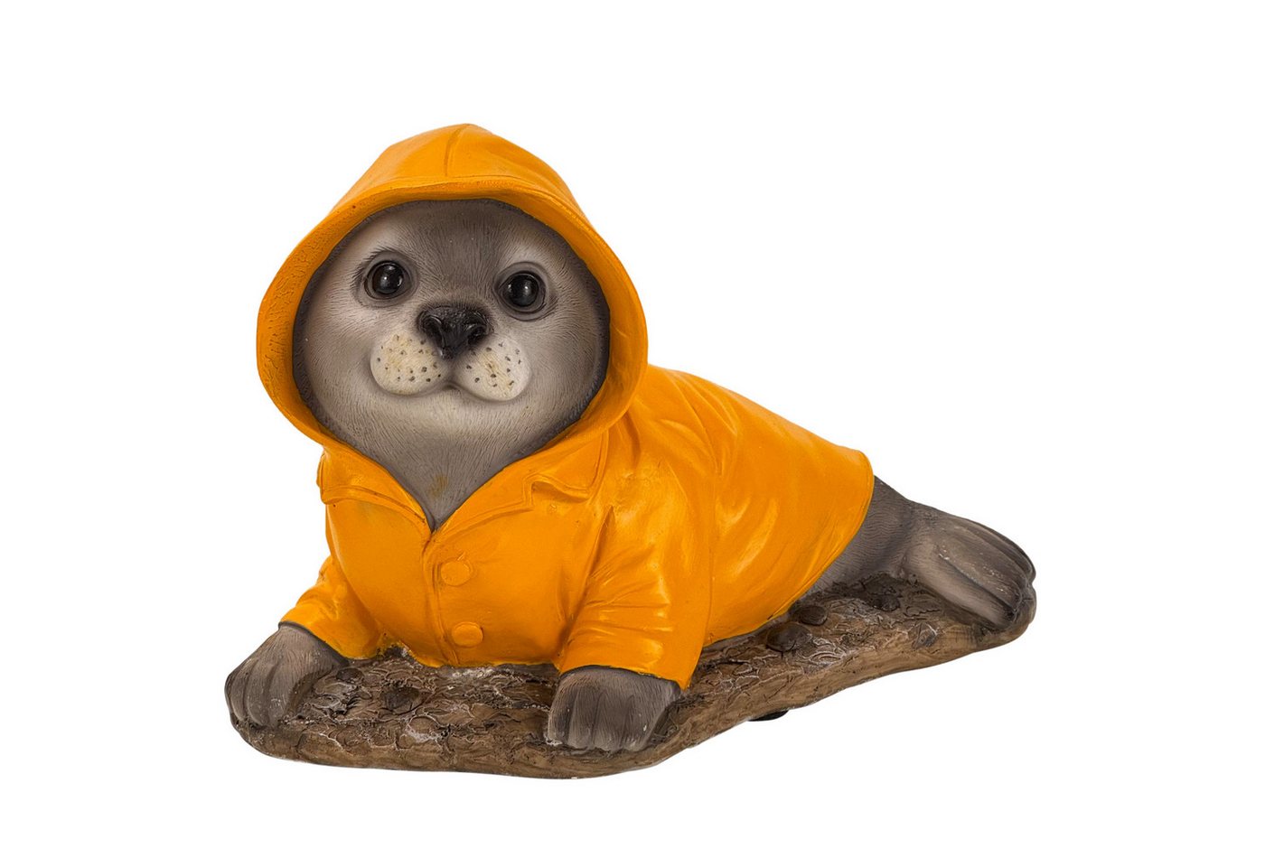 Online-Fuchs Gartenfigur für draußen - Seehund im Regenmantel - Teichdeko - 21,5 cm groß, (Robbe, süßes Design), aus langlebigem Kunstharz gefertigt - wetterfest Bild 2