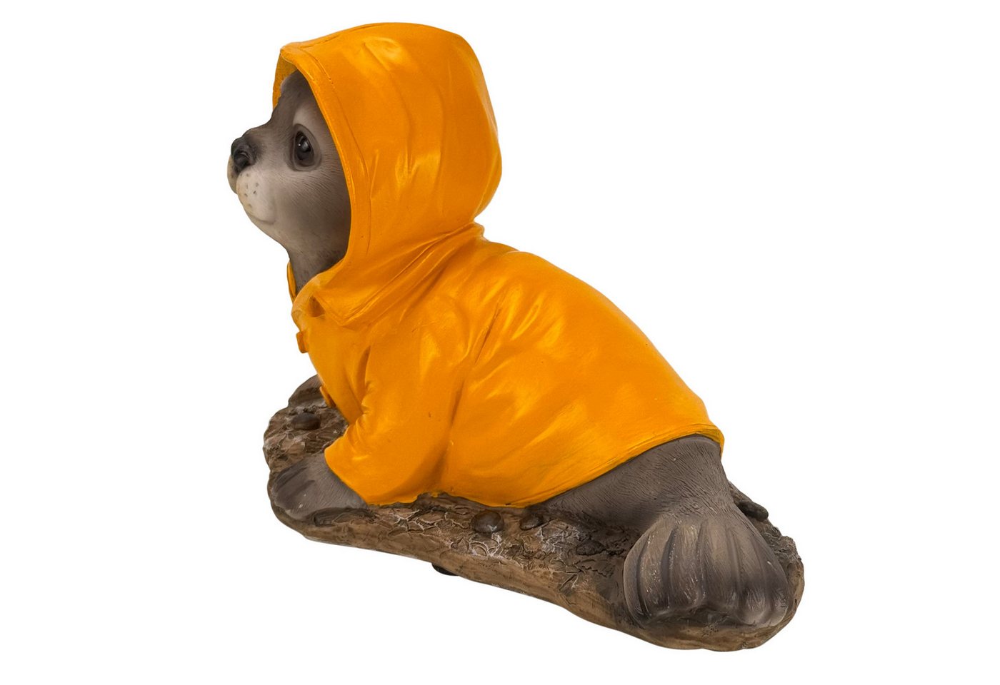 Online-Fuchs Gartenfigur für draußen - Seehund im Regenmantel - Teichdeko - 21,5 cm groß, (Robbe, süßes Design), aus langlebigem Kunstharz gefertigt - wetterfest Bild 3