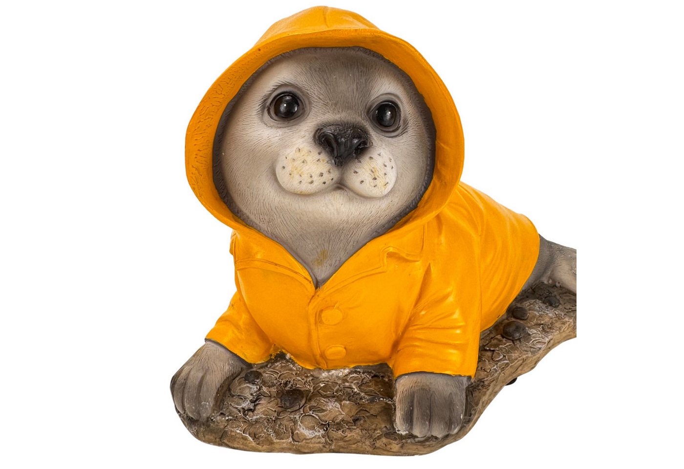 Online-Fuchs Gartenfigur für draußen - Seehund im Regenmantel - Teichdeko - 21,5 cm groß, (Robbe, süßes Design), aus langlebigem Kunstharz gefertigt - wetterfest Bild 5
