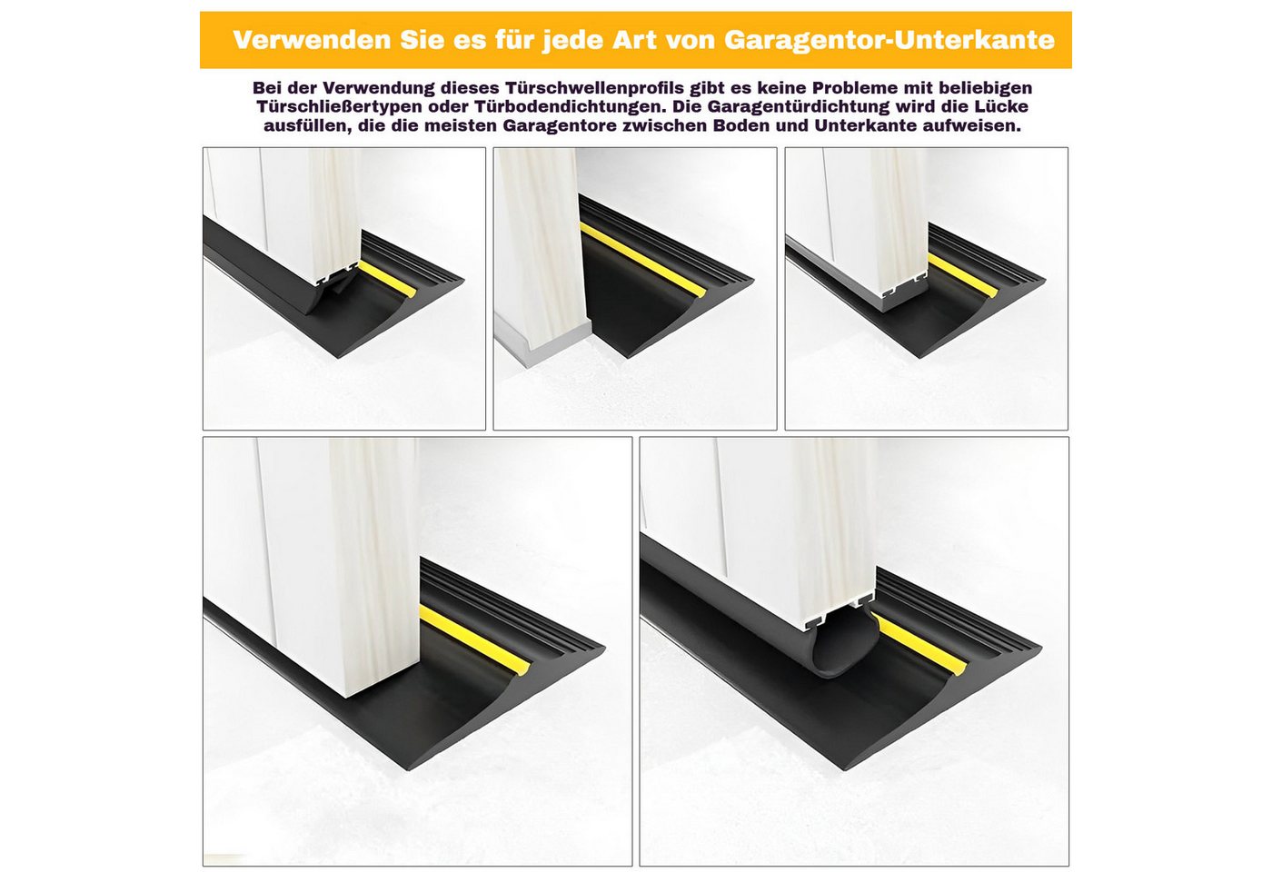 BlingBin Türdichtband Wetterfeste Garagentor-Schwellendichtung aus Gummi, (1er Set, 1-St., 80 mm × 18 mm × 9FT), DIY Bodenabdichtung gegen Wasser und Staub für trockene Garagen Bild 3