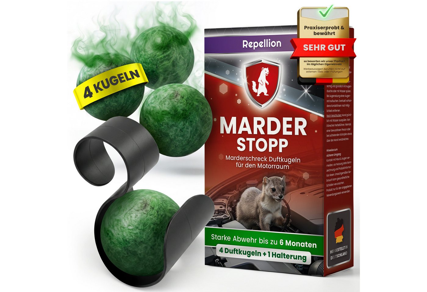 Repellion Marderabwehr-Stäbchen Anti Marder Kugeln fürs Auto – Bequeme Marderabwehr, 4-St., ohne Montage – Effektiver Marderschreck Bild 2