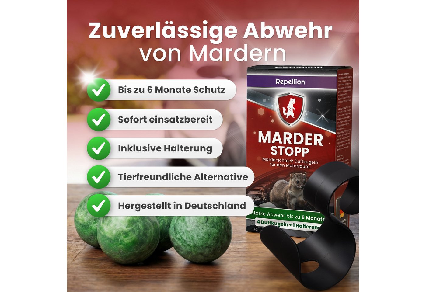 Repellion Marderabwehr-Stäbchen Anti Marder Kugeln fürs Auto – Bequeme Marderabwehr, 4-St., ohne Montage – Effektiver Marderschreck Bild 3