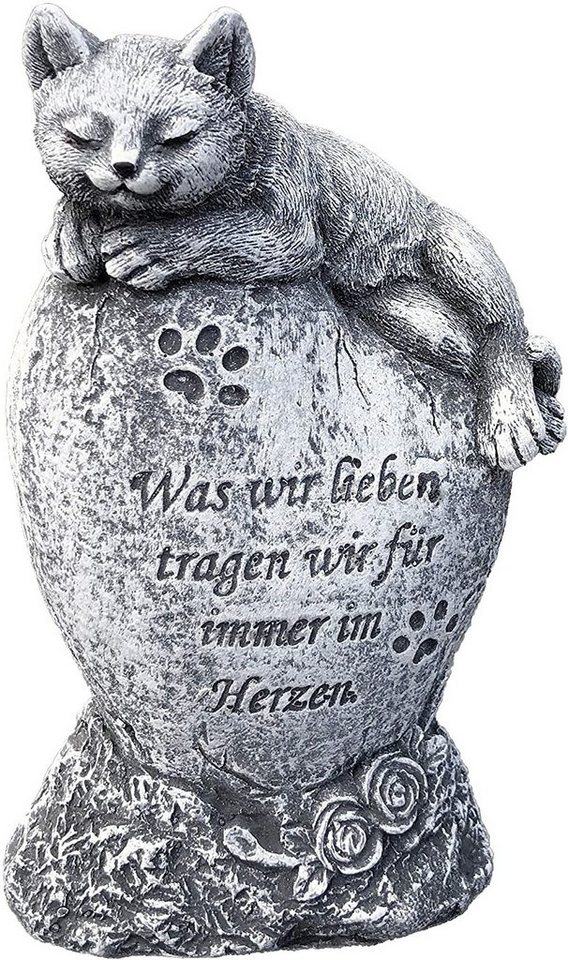 Stone and Style Gartenfigur Frostfeste Steinfigur Grabschmuck Katze "Was wir lieben Bild 3